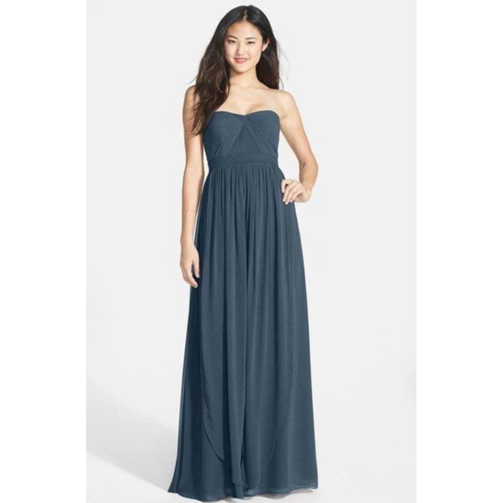Jenny Yoo Aidan Strapless Bridesmaid Formal Gown Navy Blue Convertible 16